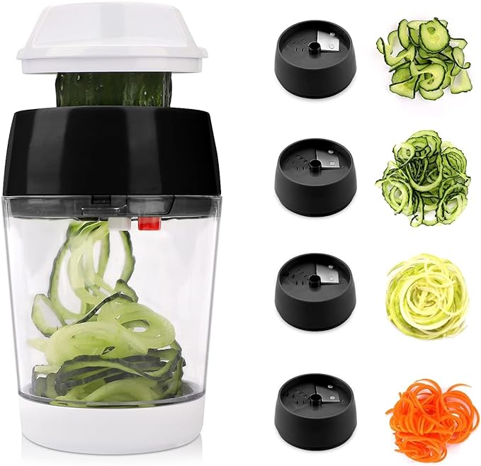 Taietor de legume si fructe cu recipient pentru colectare, Zola®, grosime reglabila, 400 ml, negru cu alb Taietor de legume si fructe cu recipient pentru colectare, Zola®, grosime reglabila, 400 ml, negru cu alb
